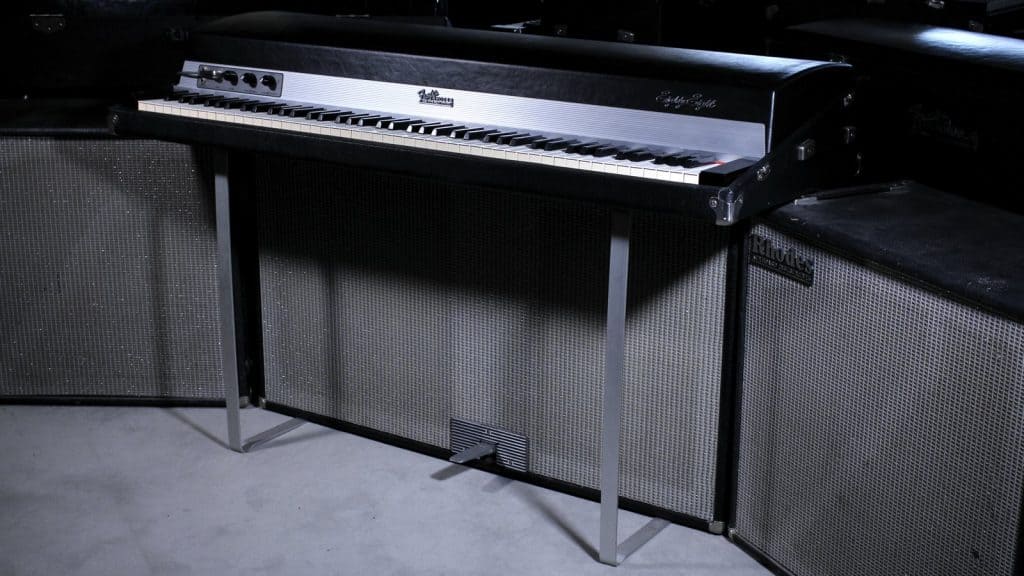 Electric Vintage Piano der Extraklasse: Fender Rhodes Eighty Eight Suitcase mit zwei zusätzlichen Boxen. (Foto: Jörg Sunderkötter; fotografiert im eboardmuseum, Klagenfurt)