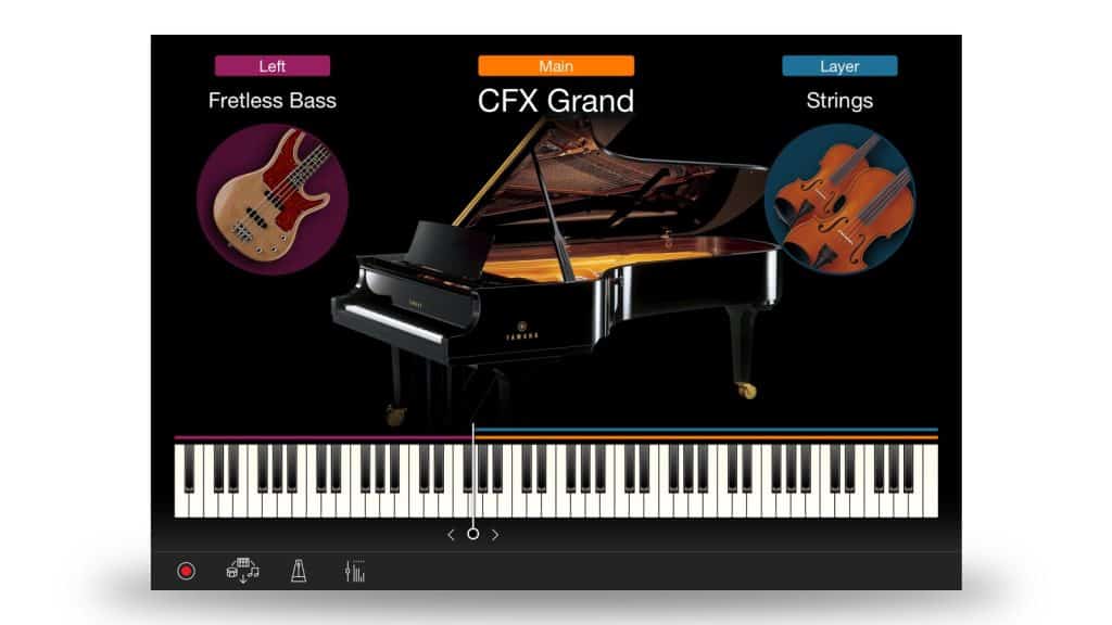 Split-/Layer-Settings in Yamahas Piano-App Smart Pianist.