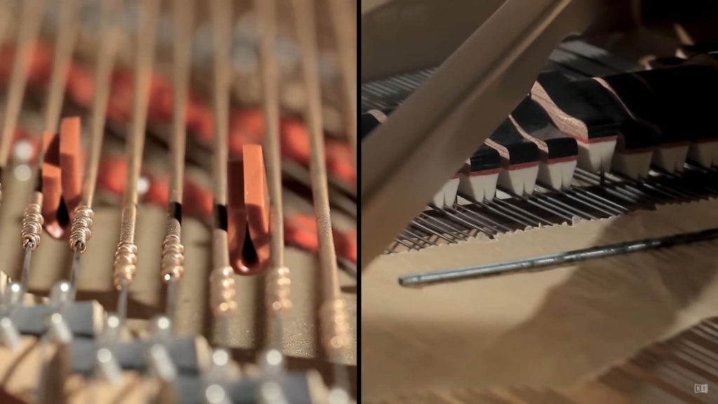 Gummistücke, Papier und Metall zwischen oder auf den Saiten sind nur zwei von vielen Möglichkeiten, um ein Klavier zu präparieren. (Bildquelle: Native Instruments)