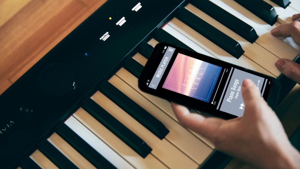 Drahtlos Musik vom Smartphone an die Lautsprecher des Casio PX-S1100 übertragen. (Bildquelle:Casio)