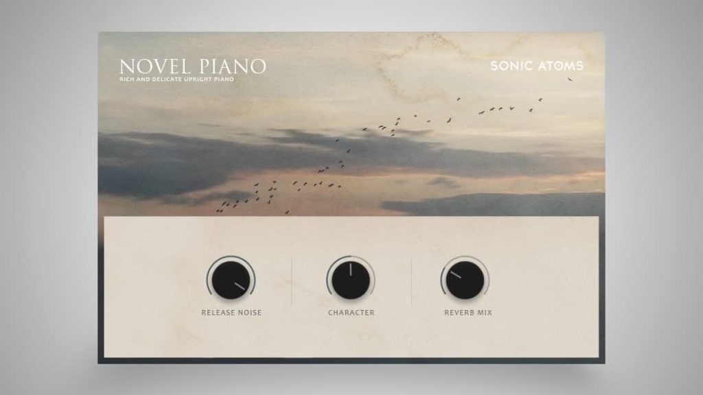 Die Sounds des Novel Piano lassen sich in drei Funktionen einstellen: Release Noise, Charakter (EQ) und Reverb.