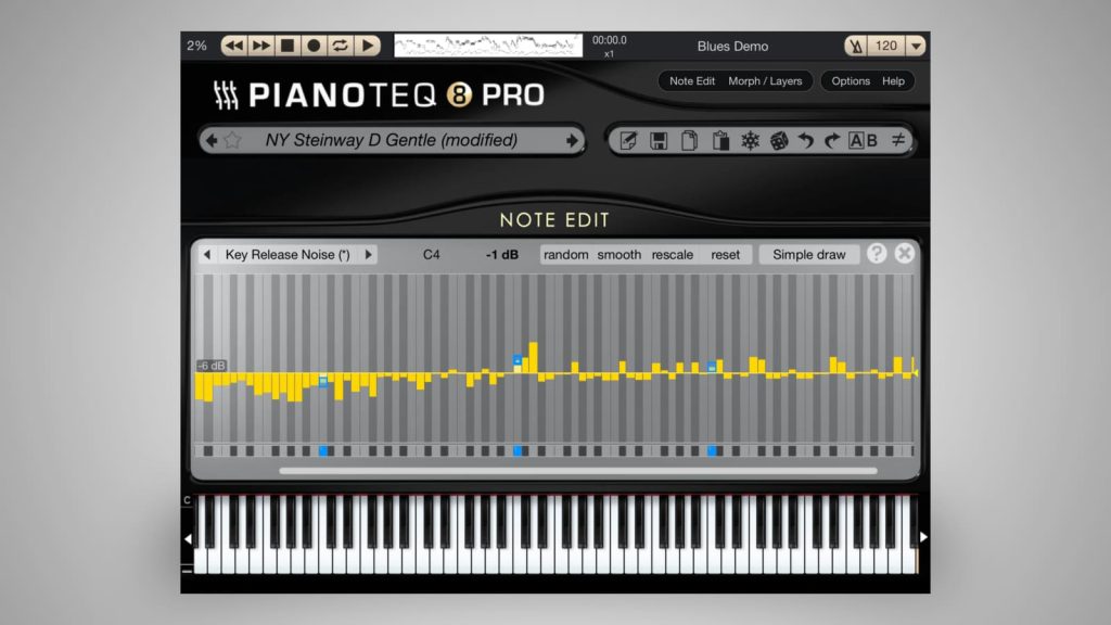 Note-by-note-Edit in Pianoteq 8 iOS