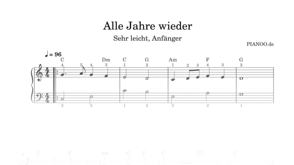 „Alle Jahr wieder“: Mit Klick auf die Grafik kannst du die Klaviernoten als PDF herunterladen.