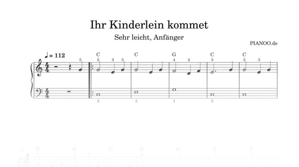 „Ihr Kinderlein kommet“: Mit Klick auf die Grafik kannst du die Klaviernoten als PDF herunterladen.