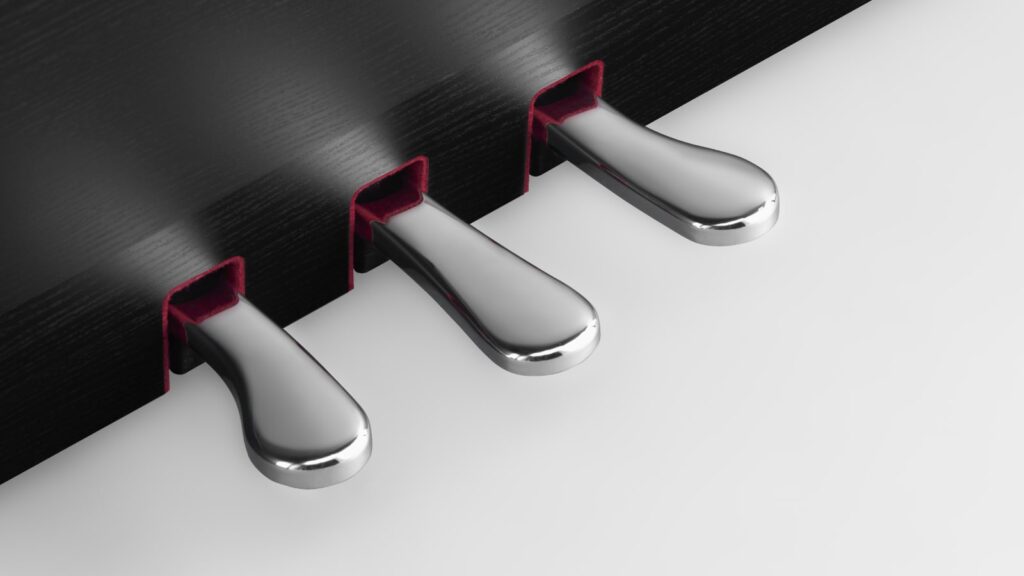 Gehören zum guten Spielgefühl dazu: Die Klavierpedale des Yamaha CLP-885 (Bildquelle: Yamaha)