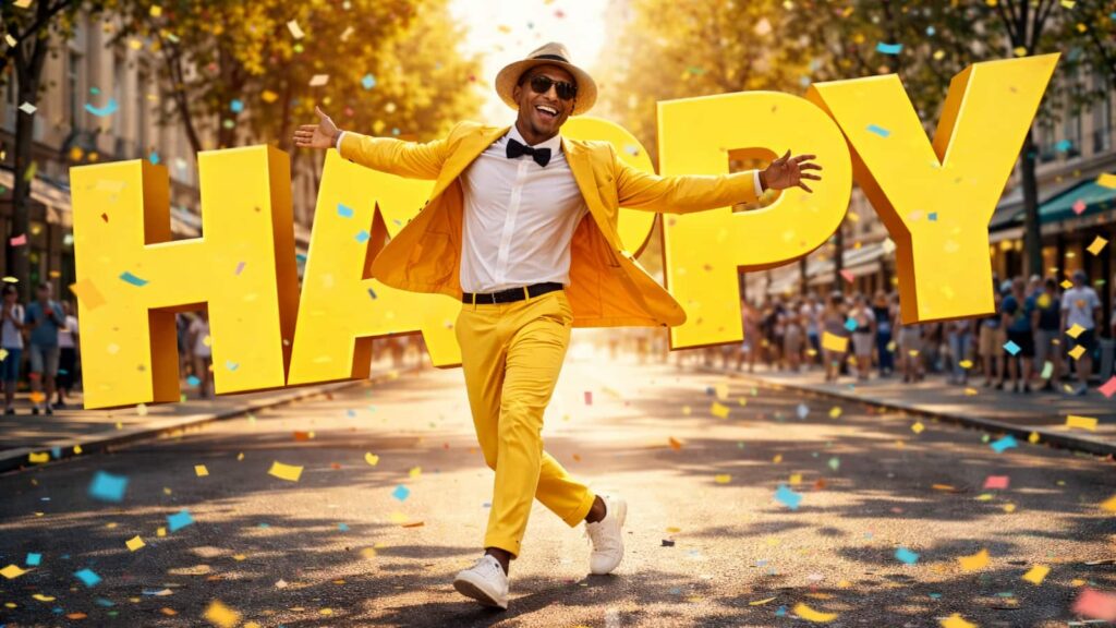 "Happy" von Pharrell Williams gilt als Gute-Laune-Hit schlechthin. Aber macht's alle glücklich? (Bild: KI-generiert)