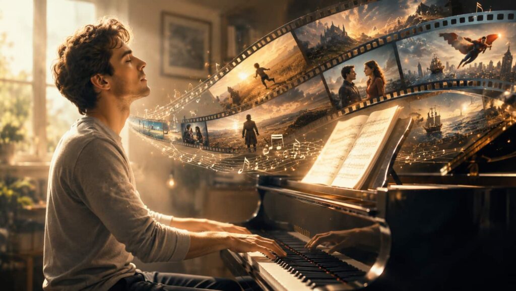 Filmmusik am Klavier spielen - Workshop & Podcast (Bildquelle: chatGPT)