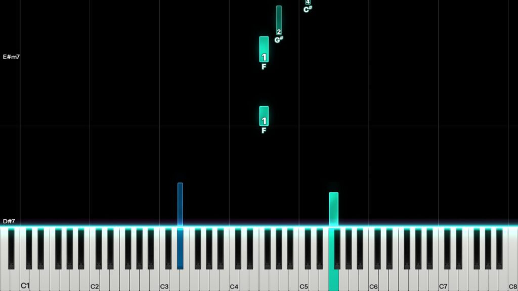 Anything Piano - Piano Roll Darstellung im Übungsmodus